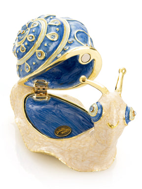 Keren Kopal Gold & Blue Jeweled Snail Trinket Box