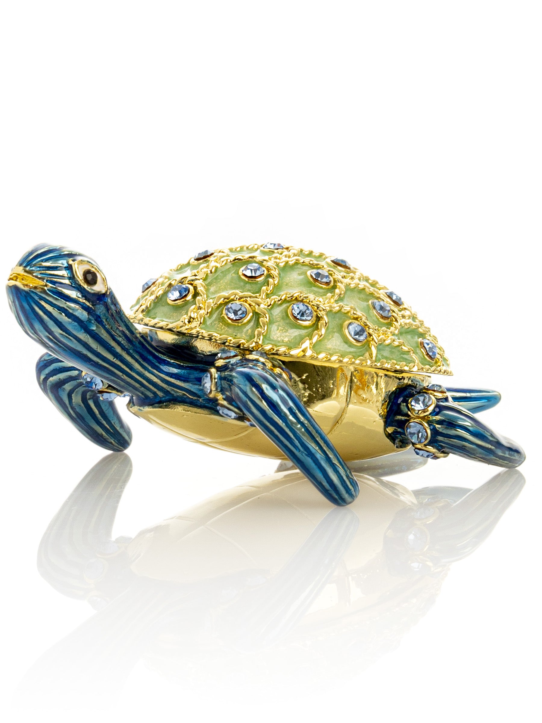 Keren Kopal Golden Shell Blue Turtle Trinket Box