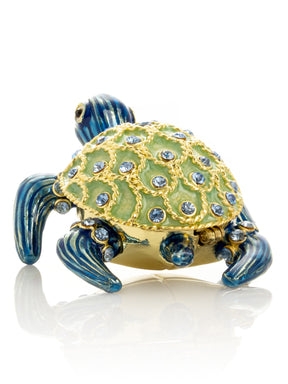 Keren Kopal Golden Shell Blue Turtle Trinket Box