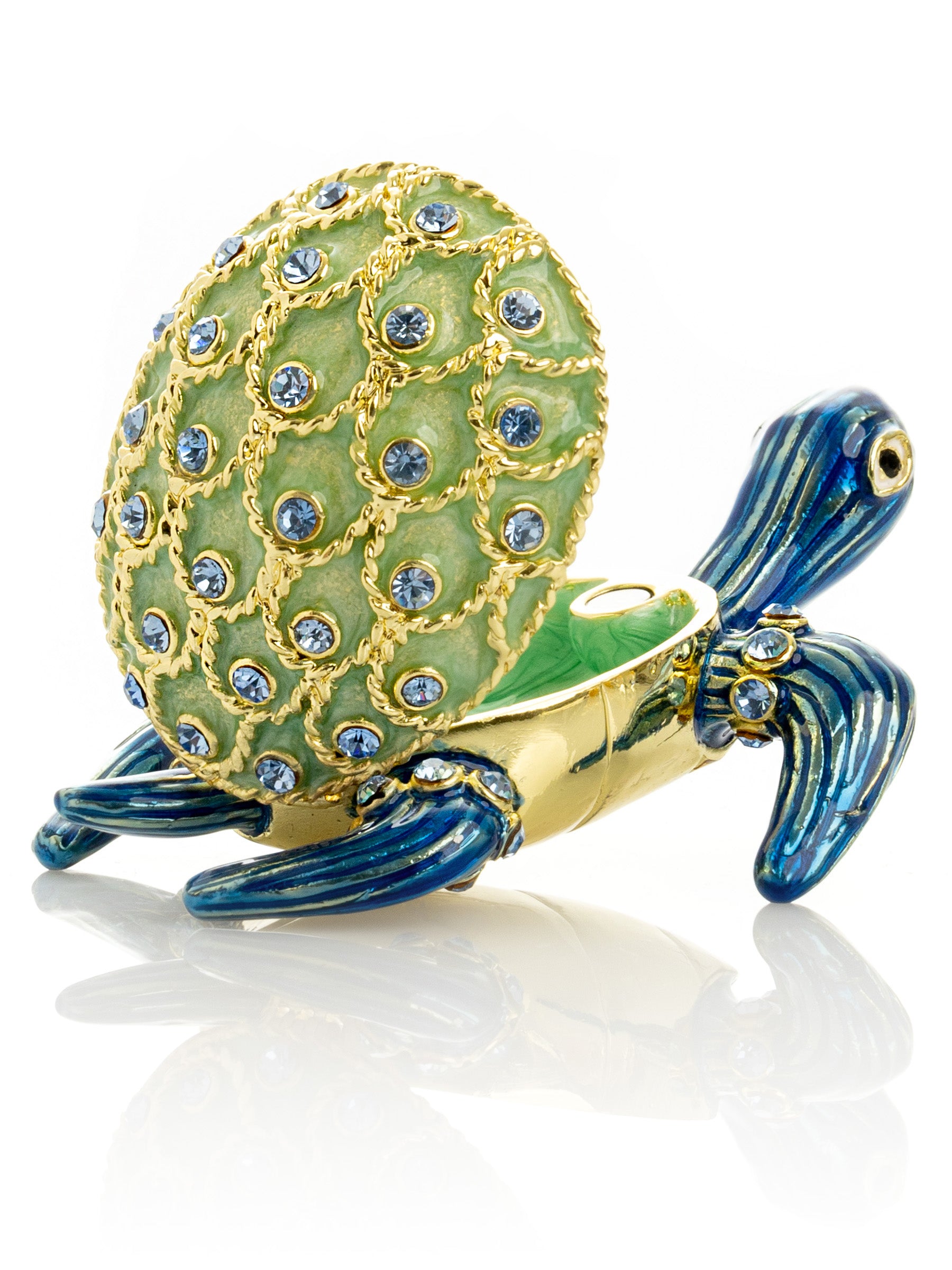 Keren Kopal Golden Shell Blue Turtle Trinket Box