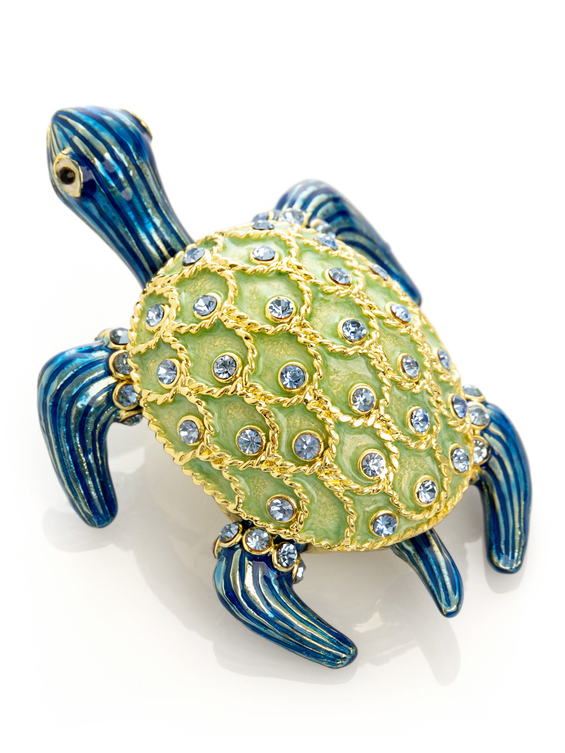 Keren Kopal Golden Shell Blue Turtle Trinket Box