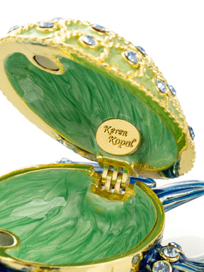 Keren Kopal Golden Shell Blue Turtle Trinket Box