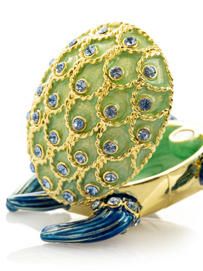 Keren Kopal Golden Shell Blue Turtle Trinket Box