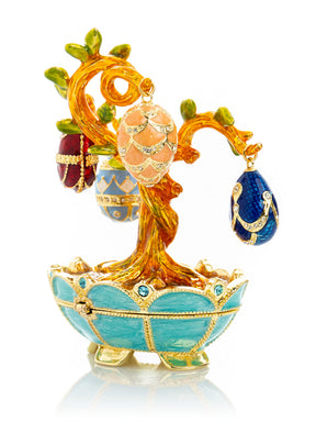 Keren Kopal Faberge Egg Pendant Necklaces Tree