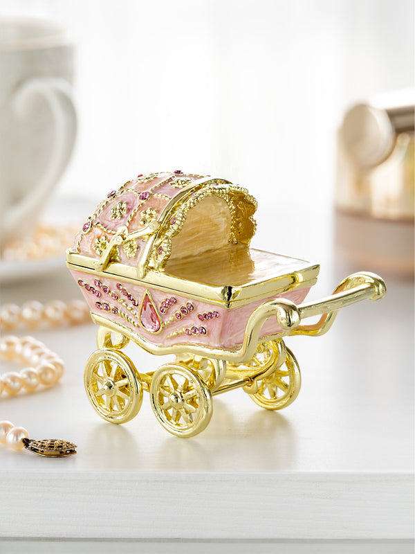 Pink Baby Carriage Trinket Box