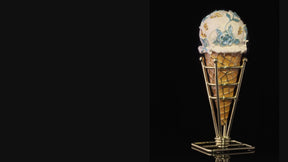 Blue Rose Chintz Ice Cream Cone Trinket Box