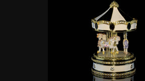 Black Musical Carousel with Spinning Royal Horses