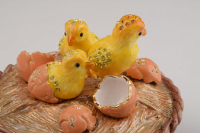 Brown basket with Baby Chicks &eggs