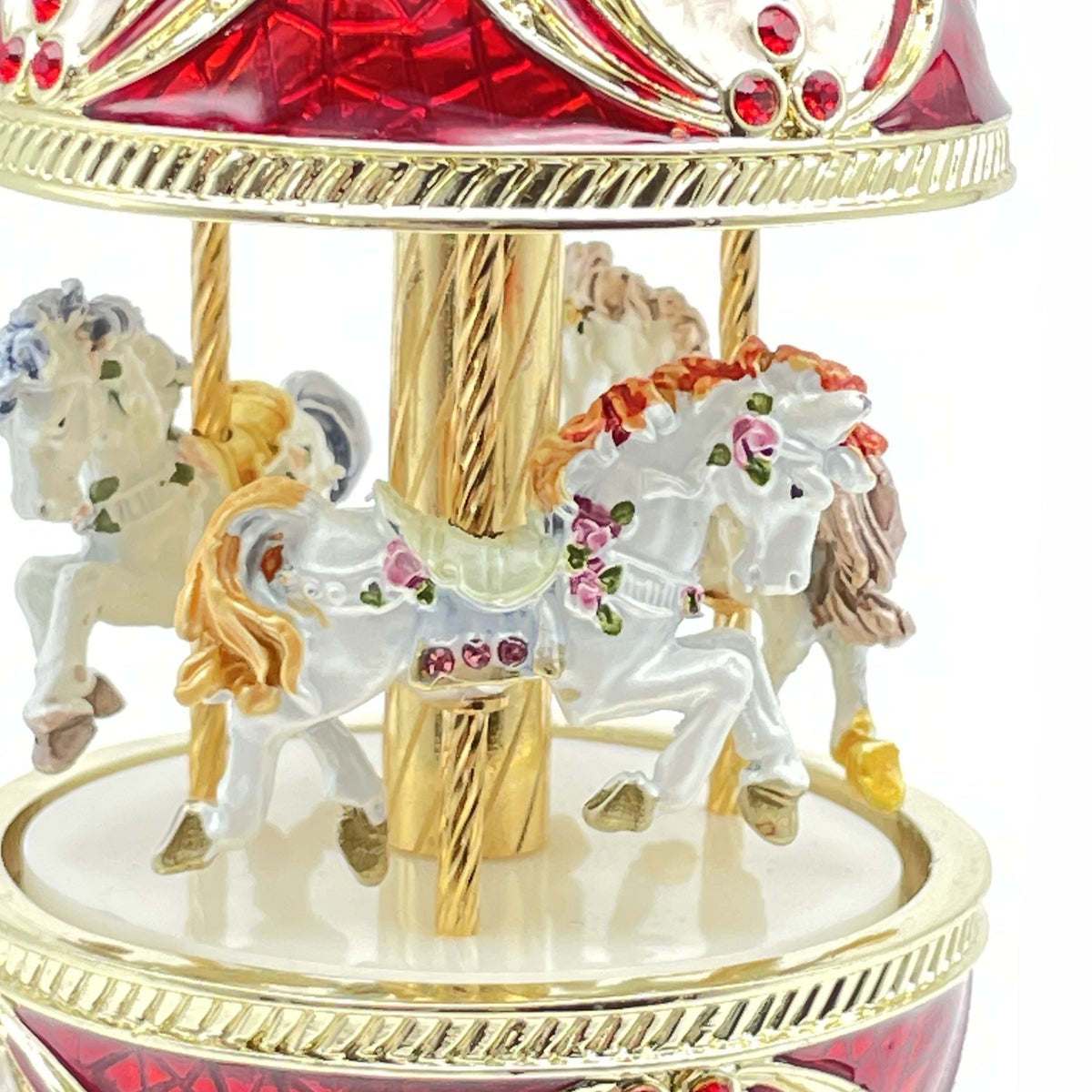 Red Musical Carousel with Royal Horses Easter Egg Keren Kopal