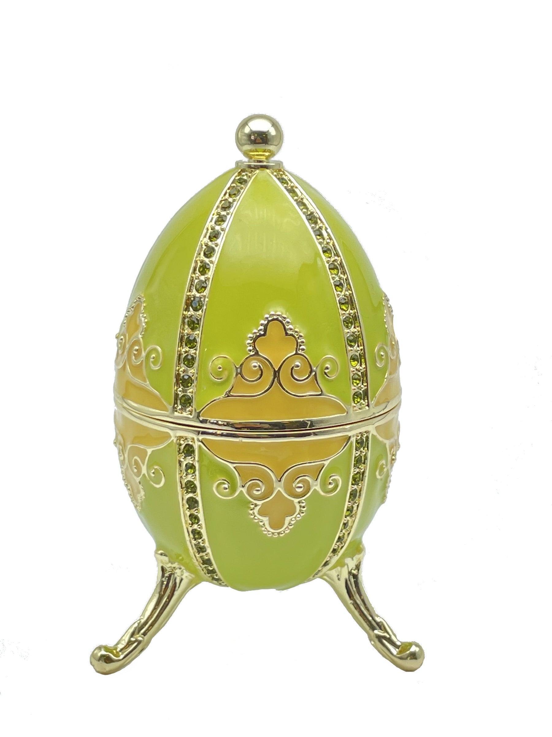 Copy of Green Faberge Egg Music Playing Decorated with Flowers Faberge Egg Keren Kopal