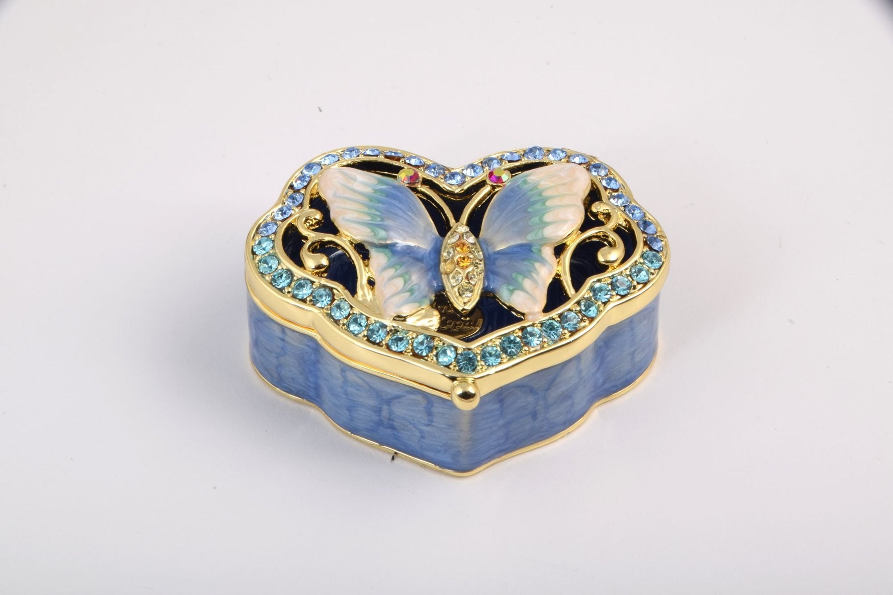 Keren Kopal Golden Blue Box Decorated with a Butterfly  45.25