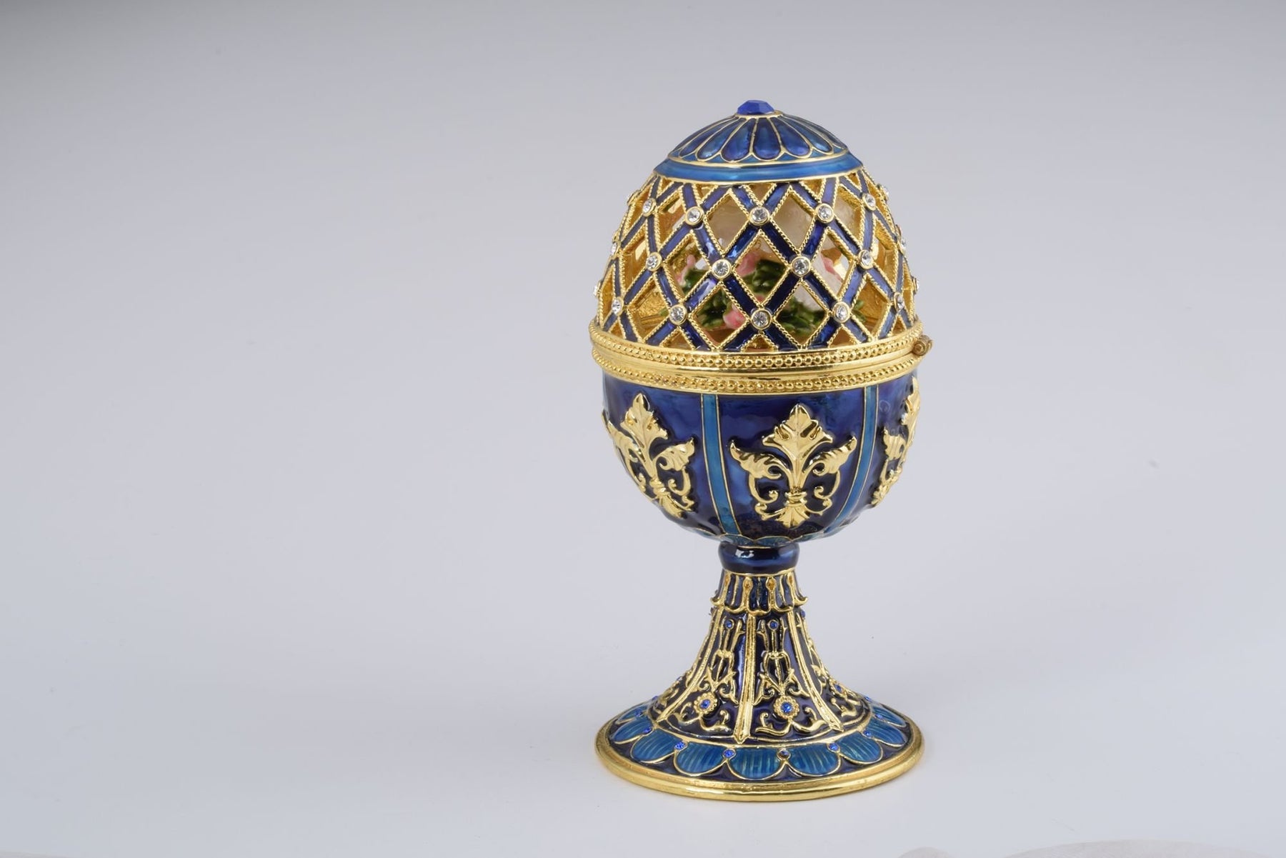 Keren Kopal Golden Blue Faberge Egg with White Doves  155.25