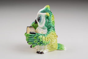 Keren Kopal Green Owl Playing Accordion Trinket Box  84.00