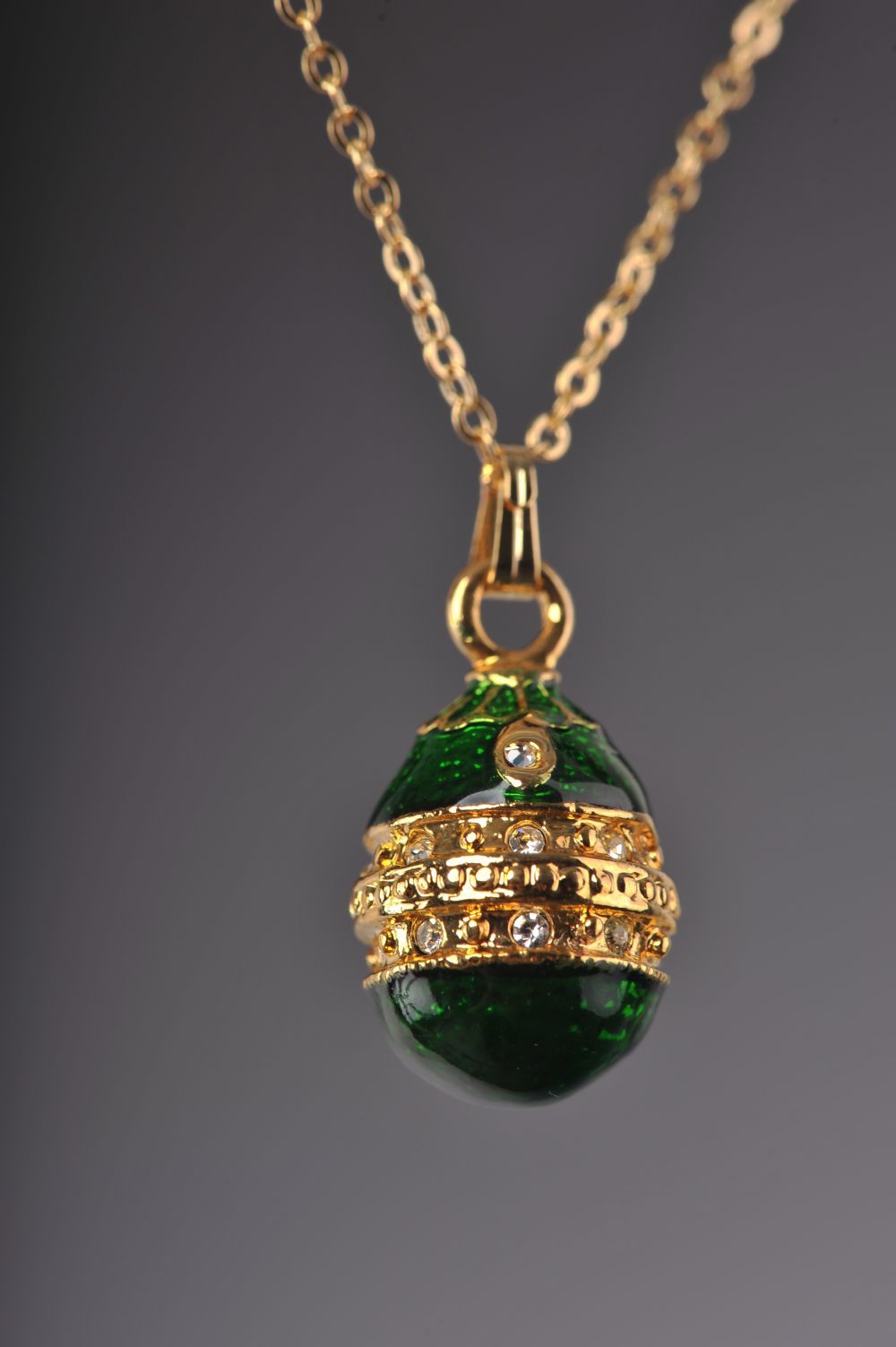 Keren Kopal Green & Gold Egg Pendant Locket Necklace  37.00