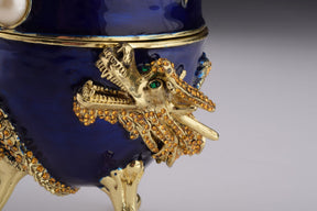 Blue Faberge Egg with Dragon Music Playing Egg Music box Keren Kopal