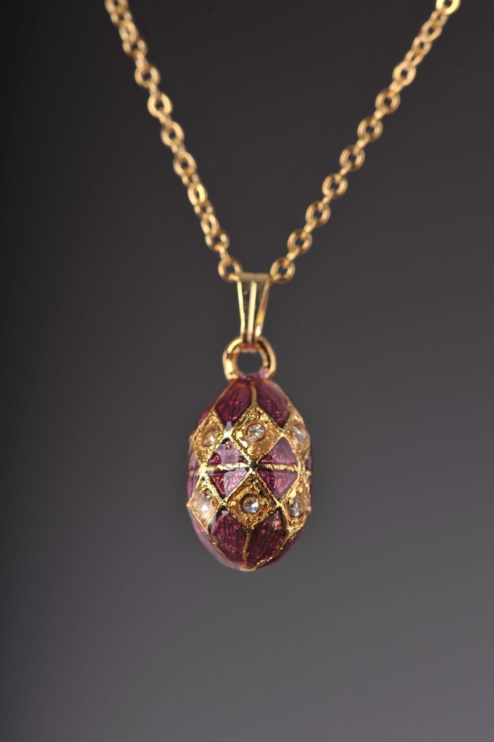 Keren Kopal Magenta & Gold Egg Pendant Necklace Pendant 36.00