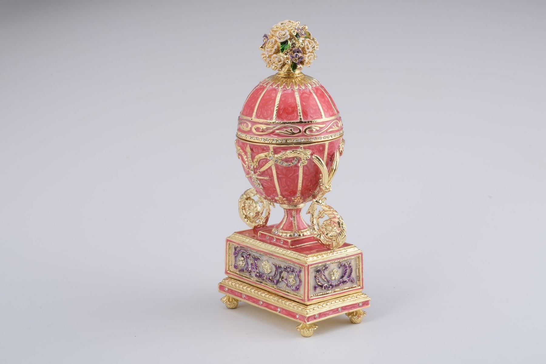 Keren Kopal Pink Faberge Egg with Flowers Bouquet on Top  124.00