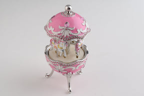 Keren Kopal Pink Musical Carousel Faberge Egg with White Royal Horses  124.00