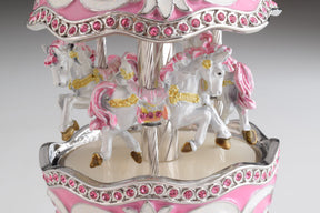 Keren Kopal Pink Musical Carousel Faberge Egg with White Royal Horses  124.00