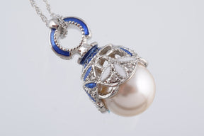 Keren Kopal Silver & Blue Pearl Egg Pendant Necklace  39.00