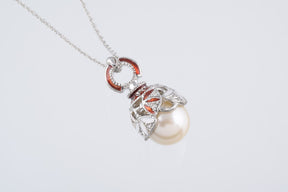 Keren Kopal Silver & Red Pearl Egg Pendant Necklace  39.00